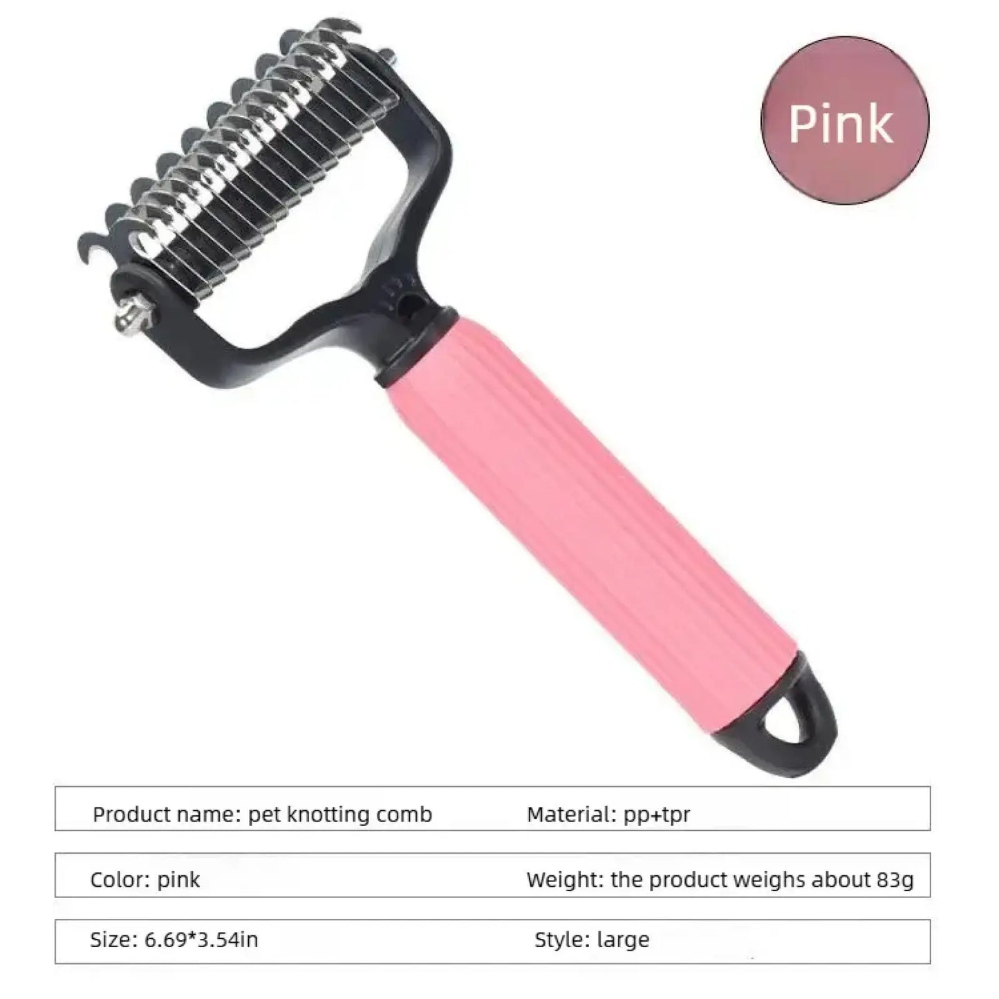 Pet Grooming De-shedding Tool, Matt Removal Detangling Comb for Dogs, Stainless Steel Double-Sided Design, Shedding Removal and Practical Daily Dog Coat Maintenance Supplies.