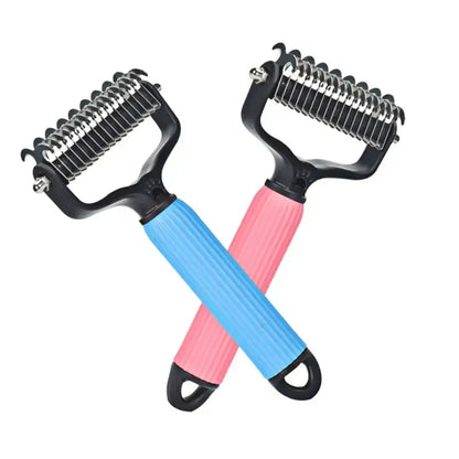 Pet Grooming De-shedding Tool, Matt Removal Detangling Comb for Dogs, Stainless Steel Double-Sided Design, Shedding Removal and Practical Daily Dog Coat Maintenance Supplies.