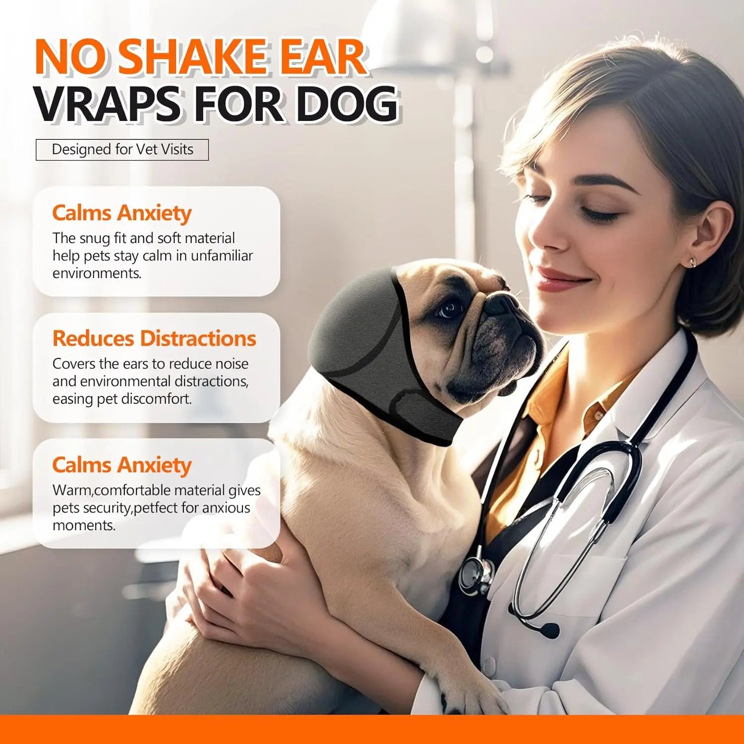 Dog Ear Protector Earmuffs Bandana for Noise Reduction and Hearing Protection Breathable Soft Material 