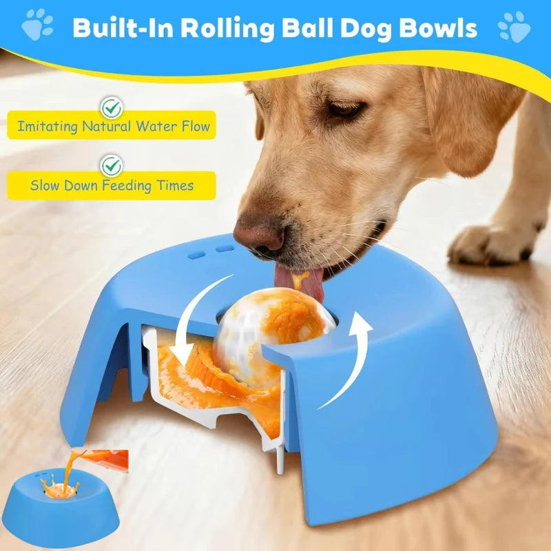 Dog Slow Feeder Bowls Anti-Slip Ball-Shaped Dog Licking Bowl for Healthy Eating Non-Slip and Anti-Chokin