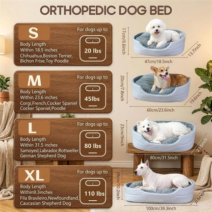 Orthopedic Dog Bed & Cat Bed, 360° Bolstered Cuddler Pet Bed with Non-Slip Bottom, Granular Sponge Soft Washable Nest Bed for Small Medium Large Dogs & Cats, Multiple Sizes