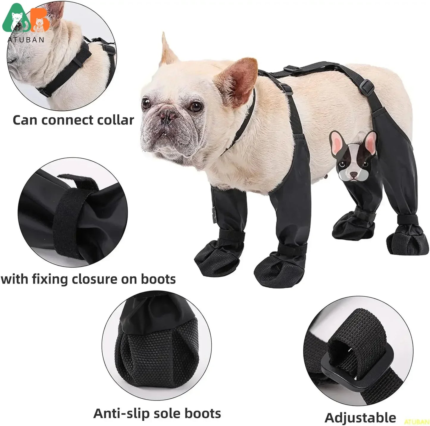 Waterproof Dog Boots Anti-Slip Dog Shoes,Pet Paw Protector, Dirty Proof and Anti Fall Dog Outdoor Walking Running