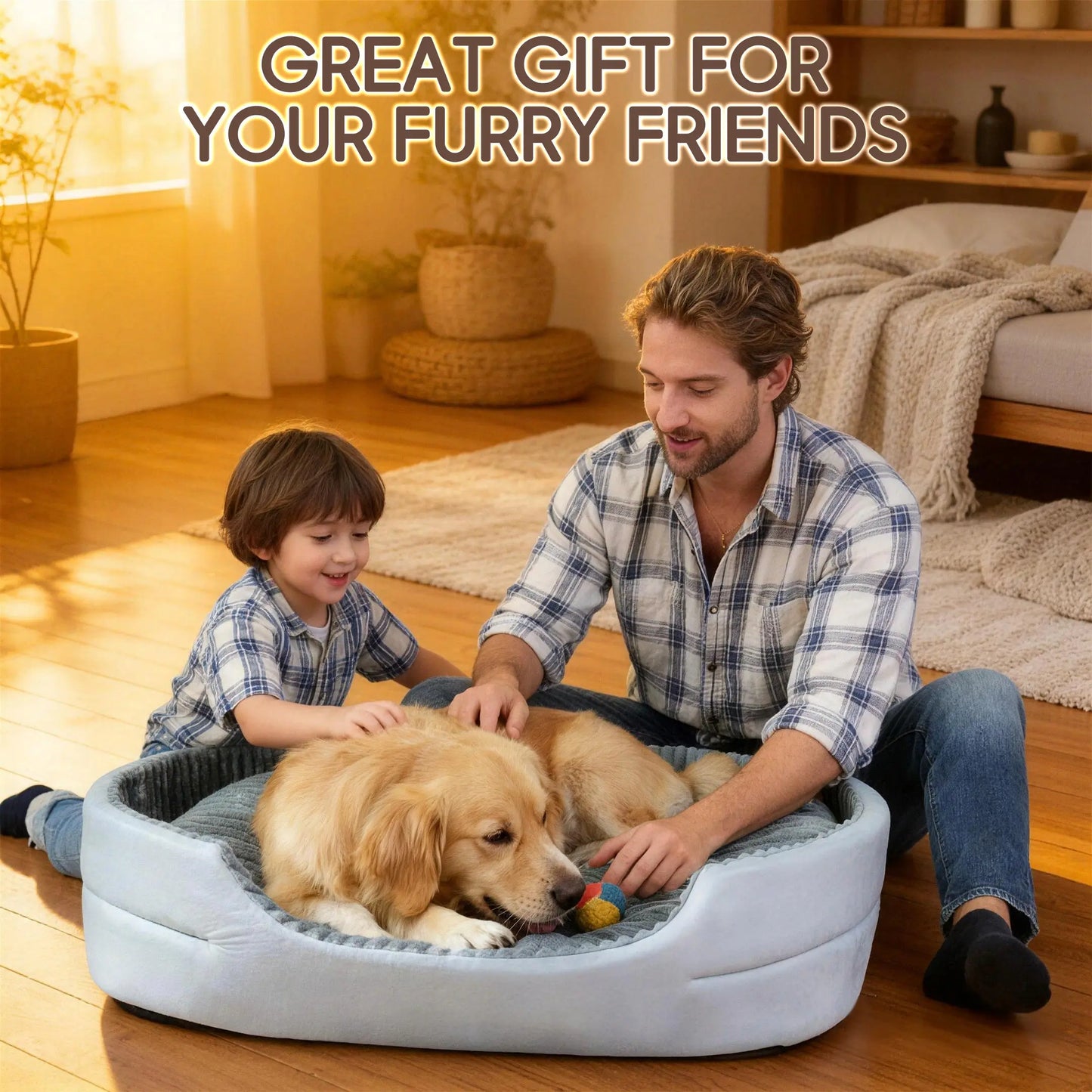 Orthopedic Dog Bed & Cat Bed, 360° Bolstered Cuddler Pet Bed with Non-Slip Bottom, Granular Sponge Soft Washable Nest Bed for Small Medium Large Dogs & Cats, Multiple Sizes