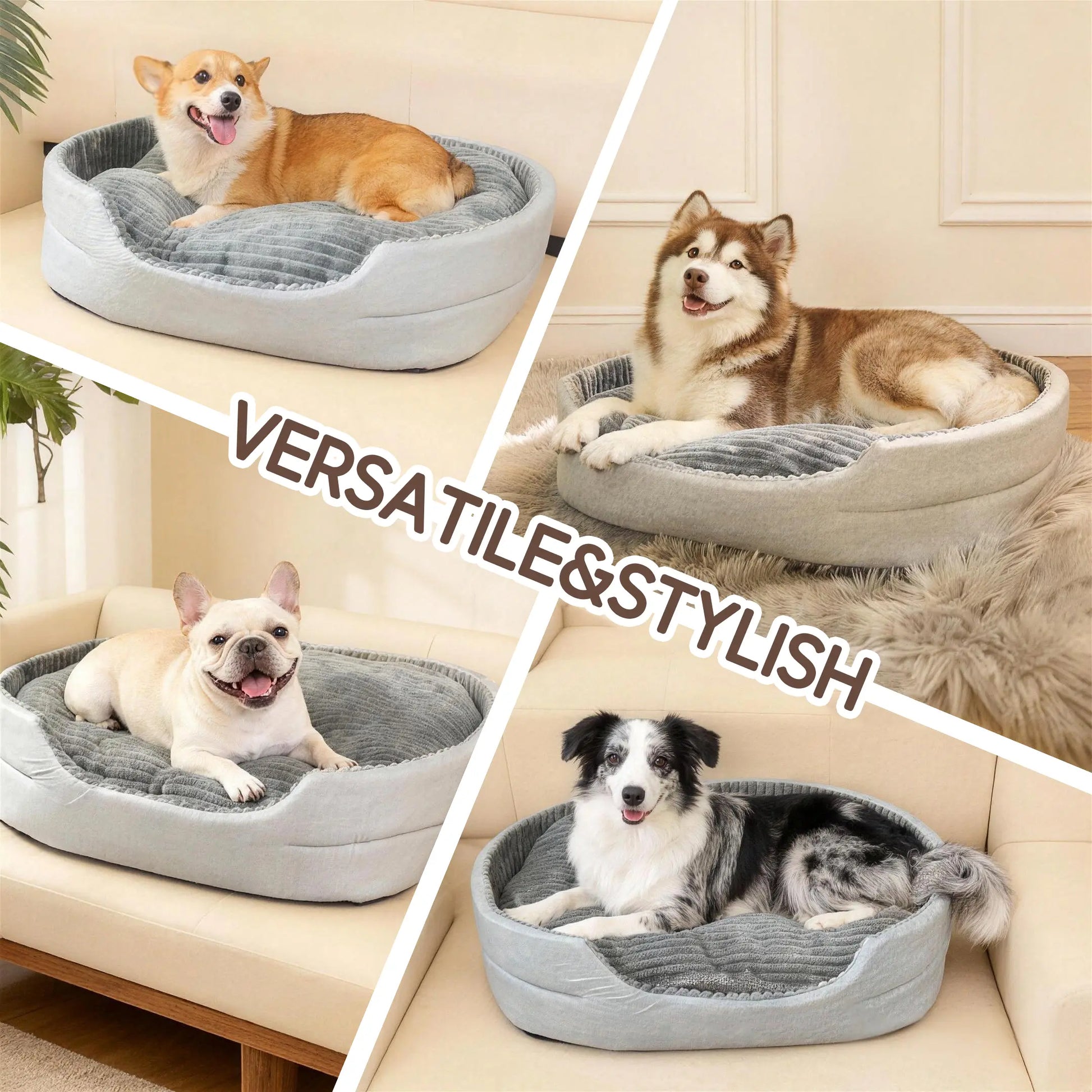 Orthopedic Dog Bed & Cat Bed, 360° Bolstered Cuddler Pet Bed with Non-Slip Bottom, Granular Sponge Soft Washable Nest Bed for Small Medium Large Dogs & Cats, Multiple Sizes