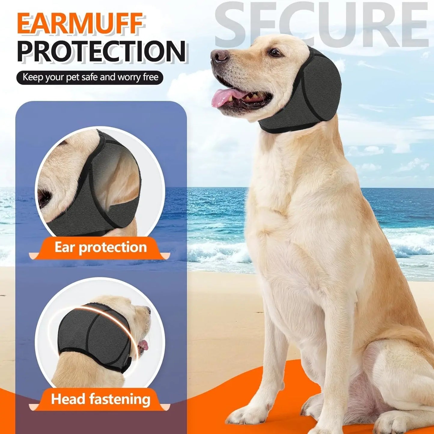 Dog Ear Protector Earmuffs Bandana for Noise Reduction and Hearing Protection Breathable Soft Material 