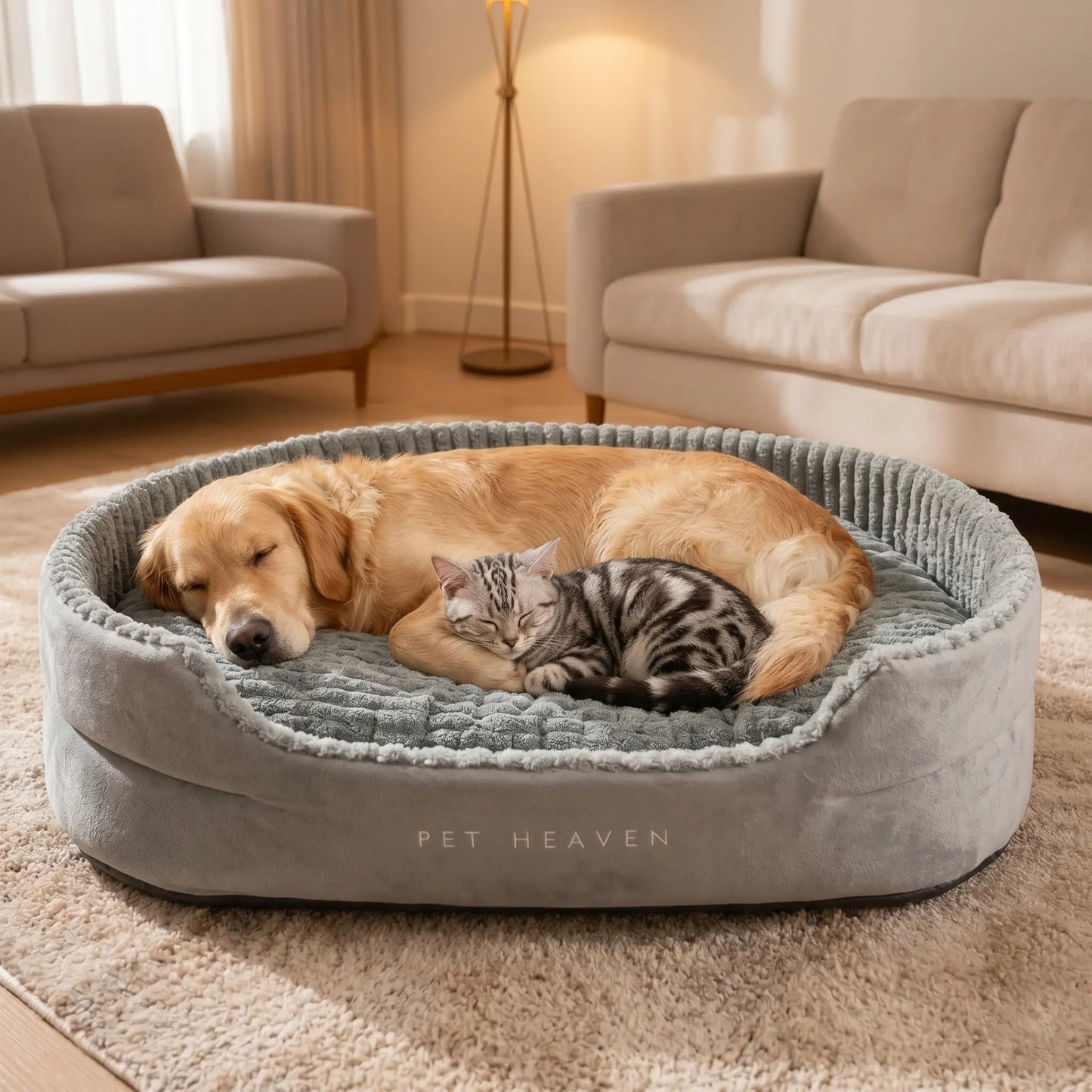Orthopedic Dog Bed & Cat Bed, 360° Bolstered Cuddler Pet Bed with Non-Slip Bottom, Granular Sponge Soft Washable Nest Bed for Small Medium Large Dogs & Cats, Multiple Sizes