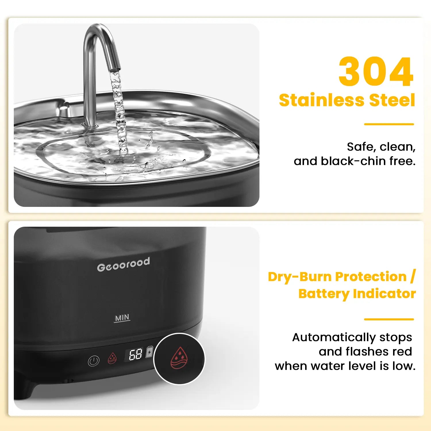 Geoorood Wireless Cat/Dog Water Fountain - 3L Cordless Battery Operated Indoor Drinking Fountain with Motion Sensor and Ultra-Quiet Pump, BPA-Free